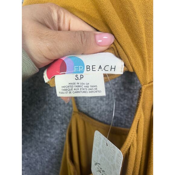 NWT $70‎ Free People Beach Piper Sleeveless Cutout Midi Dress Gold Size S - Picture 9 of 10